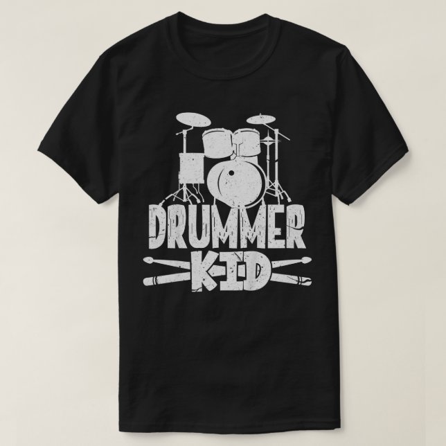 Kids Drummer Kid Funny Drum Set Drummer Boy T Shirt (Design framsida)