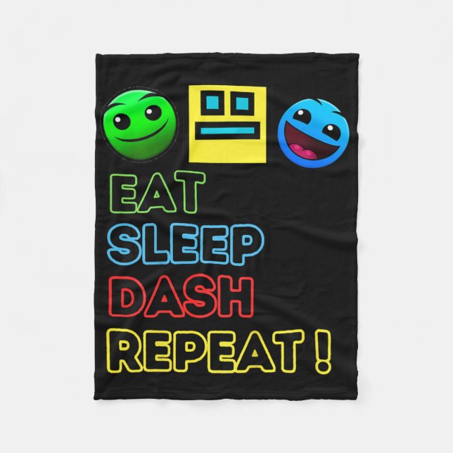 Kids Eat Sleep Dash Repeat Video Game Geometry Vid Fleecefilt (Framsidan)