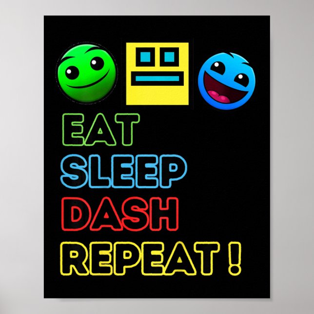 Kids Eat Sleep Dash Repeat Video Game Geometry Vid Poster (Framsidan)