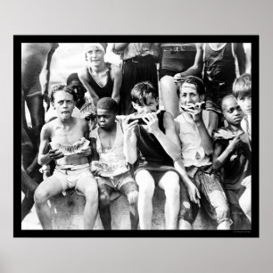 Kids Eating Watermelon 1910 Poster
