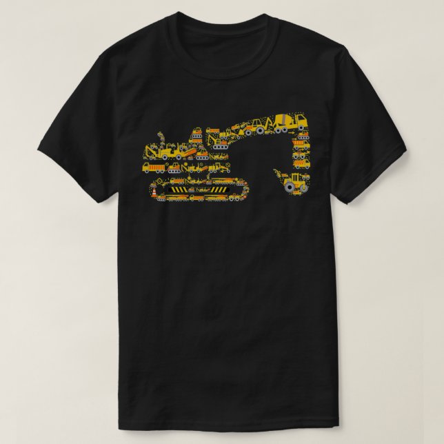 Kids Ecavator Construction Lastbilar  T Shirt (Design framsida)