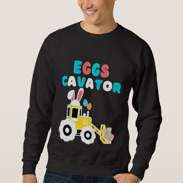 Kids Eggscavator Glad påsk Excavator Hunting E Lång Ärmad Tröja (Framsida)