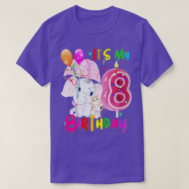 Kids Elephant Birthday Its My 9th Birthday Girls E T Shirt (Design framsida)