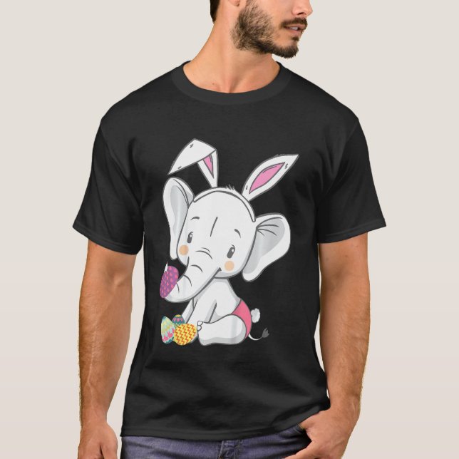 Kids Elephant Bunny Öron Påsk Day Cute Egg Hunti T Shirt (Framsida)