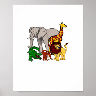 Kids Elephant Giraffe Boys Girls Lejona Zoo Alliga Poster