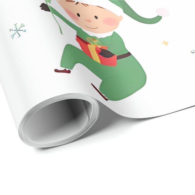 Kids Elf Christmas Wrapping Paper Presentpapper (Rullad Hörn)