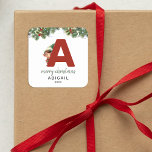 Kids Elf Initial A jul Fyrkantigt Klistermärke<br><div class="desc">Ge är personligens charm i julklapp! Våra monogramklistermärken,  som visar tomtens eget gömmande bakom brev A,  är ett unikt och tänkbart sätt att visa kärlek. Anpassa med namn,  år och hälsning. Få dina julklappar att framträda!</div>