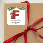 Kids Elf Initial F jul Fyrkantigt Klistermärke<br><div class="desc">Ge är personligens charm i julklapp! Våra monogramklistermärken,  som visar tomtens eget gömmande bakom brev F,  är ett unikt och tänkbart sätt att visa kärlek. Anpassa med namn,  år och hälsning. Få dina julklappar att framträda!</div>
