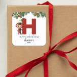 Kids Elf Initial H jul Fyrkantigt Klistermärke<br><div class="desc">Ge är personligens charm i julklapp! Våra monogramklistermärken,  som visar tomtens eget gömmande bakom brev H,  är ett unikt och tänkbart sätt att visa kärlek. Anpassa med namn,  år och hälsning. Få dina julklappar att framträda!</div>