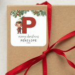 Kids Elf Initial P jul Fyrkantigt Klistermärke<br><div class="desc">Ge är personligens charm i julklapp! Våra monogramklistermärken,  som visar tomtens eget gömmande bakom brev P,  är ett unikt och tänkbart sätt att visa kärlek. Anpassa med namn,  år och hälsning. Få dina julklappar att framträda!</div>