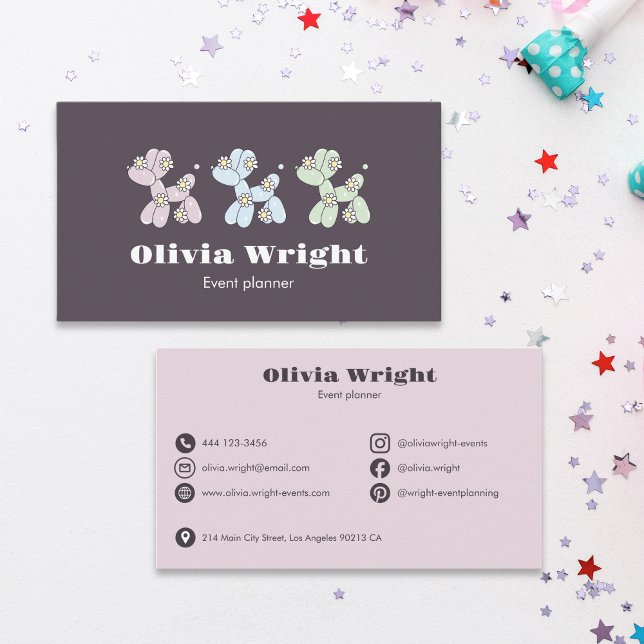 Kids Event Balloon Dogs Party Planner Visitkort (Skapare uppladdad)