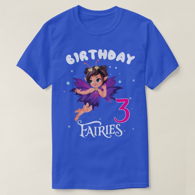 Kids Fairy Födelsedagsfest 3-årig Fairy Birthund T Shirt (Design framsida)