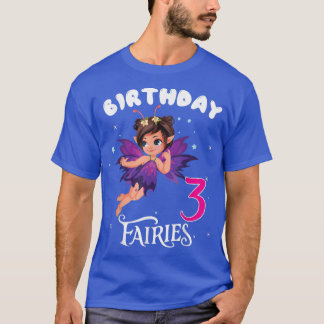 Kids Fairy Födelsedagsfest 3-årig Fairy Birthund T Shirt