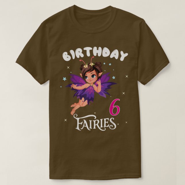 Kids Fairy Födelsedagsfest 6 år gammal Fairy Birth T Shirt (Design framsida)