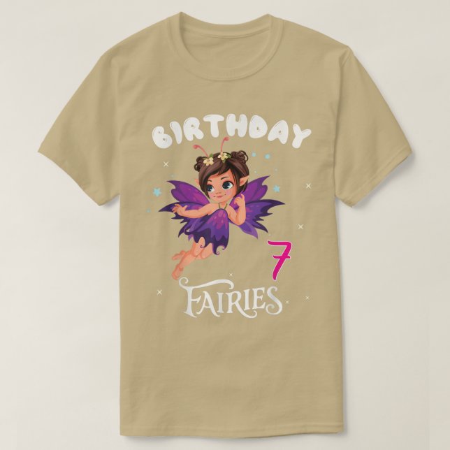 Kids Fairy Födelsedagsfest 7-årig Fairy Birthund T Shirt (Design framsida)