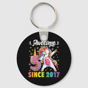 Kids fantastisk dabbing Unicorn-födelsedag 5 år ga Nyckelring