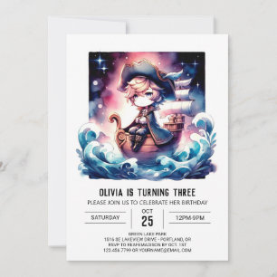 Kids Fantasy Pirat Birthday Inbjudningar