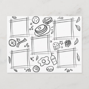 Kids Färg Foodie Breakfast Roligt Teckning Dödling Vykort