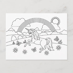 Kids Färg Me Unicorn Rainbow Vykort