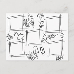 Kids Färg Tropical Roligt Teckning Doödling Vykort