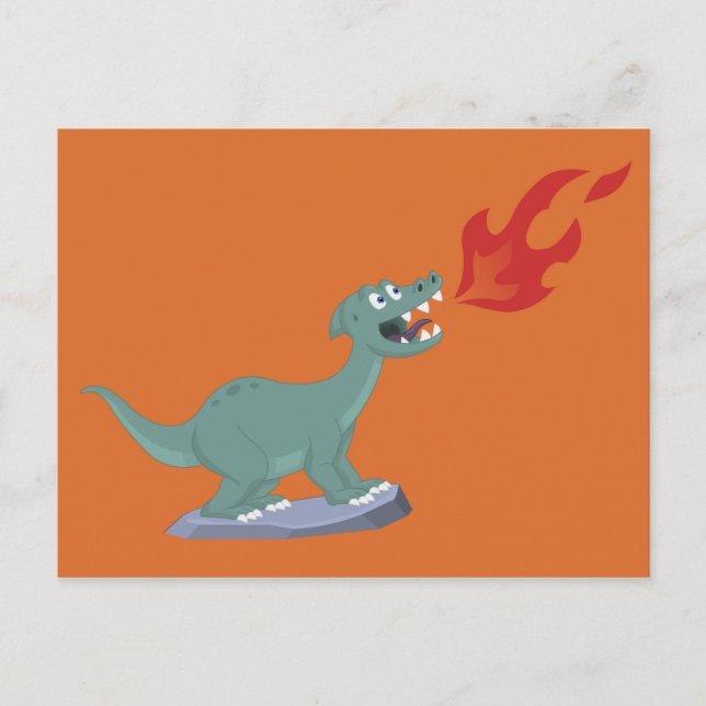 Kids Fire Breathing Dinosaur Art av Jeff Nevins Vykort (Framsida)