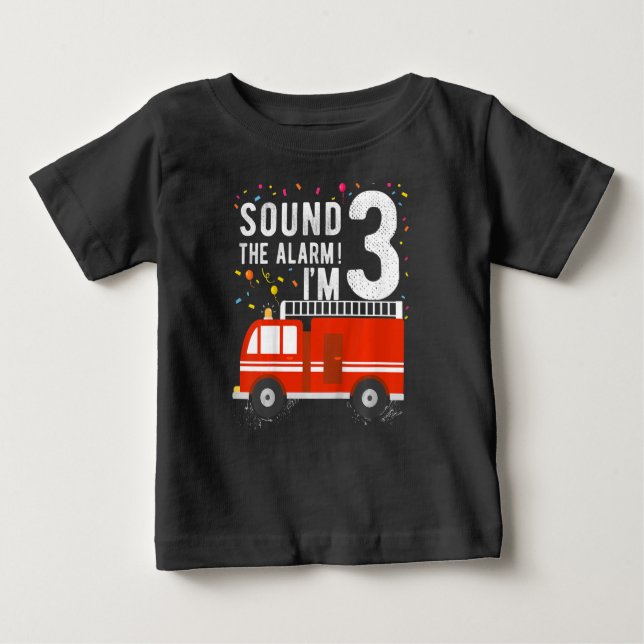 Kids Fire Truck 3rd Birthday Boy 3 Year Old shirt T Shirt (Framsida)