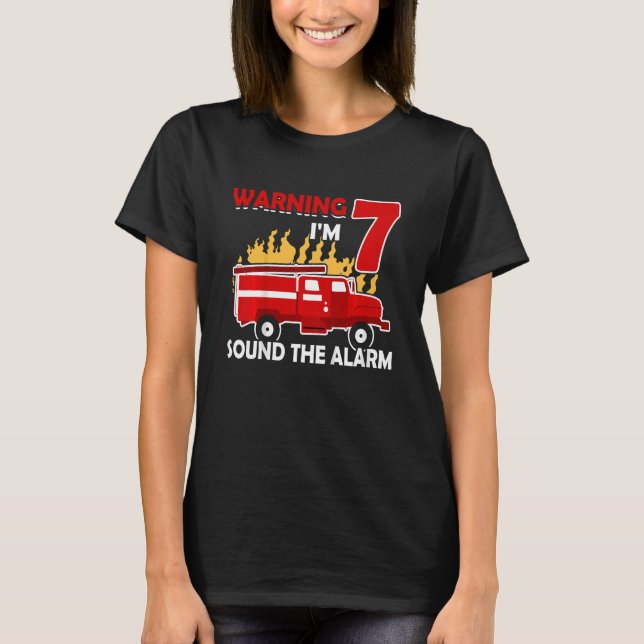 Kids Fireman med eld lastbil I fyller 7 år T Shirt (Framsida)