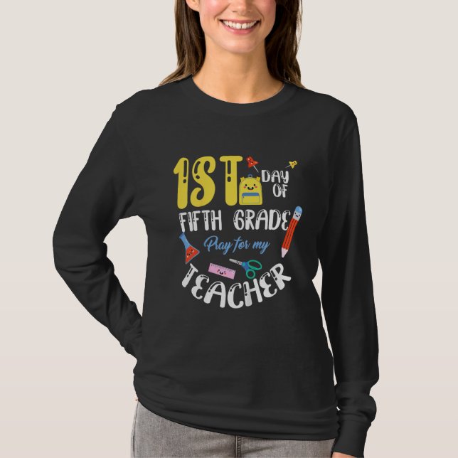 Kids First 1st Day of Fifth 5th Grade Student Back T Shirt (Framsida)