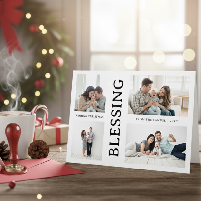 Kid's First Christmas Family Photo Script  Julkort (Skapare uppladdad)