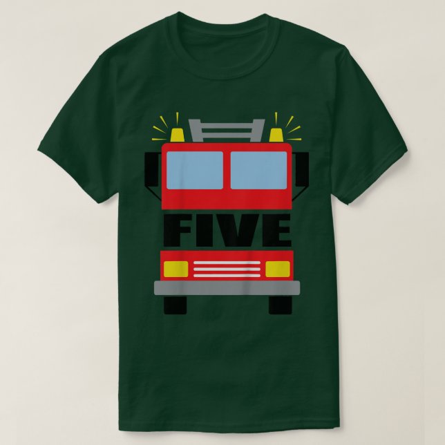 Kids FIVE (5) year old 5th Birthday Fire Truck the T Shirt (Design framsida)