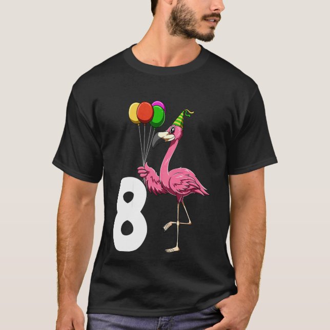 Kids Flamingo Birthday 8 Flamingo Theme 8th Birthd T Shirt (Framsida)