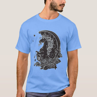 Kids Floral Unicorn In Space Girl  T Shirt