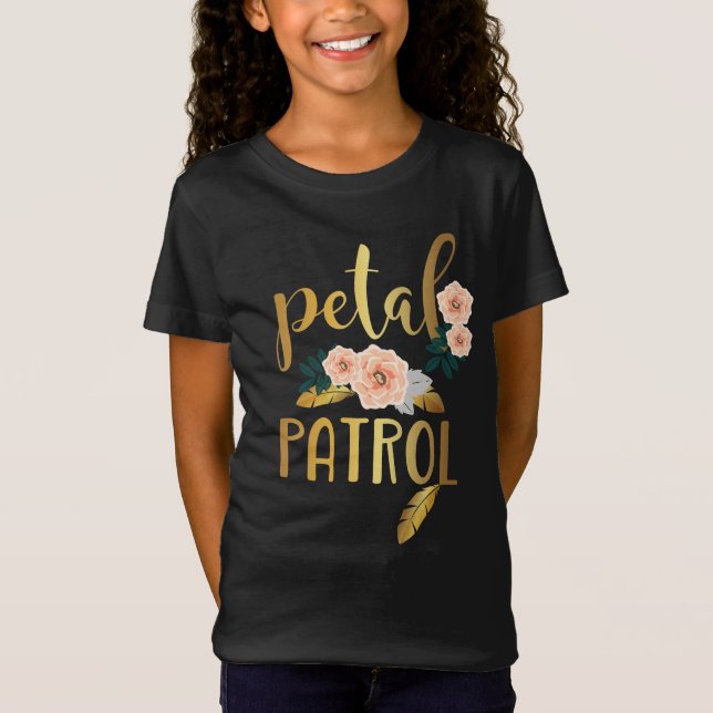 Kids Flower Girl Bridesmaid Petal Patrol Tee (Framsida)