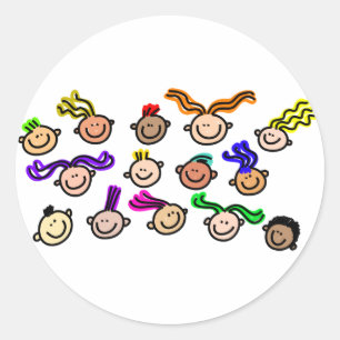 Kids folkgrupp runt klistermärke