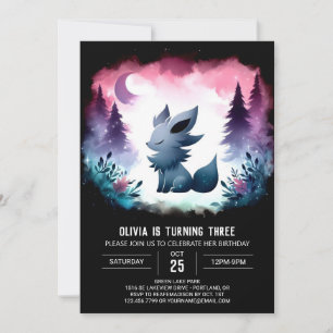 Kids Forest Varg Birthday Inbjudningar