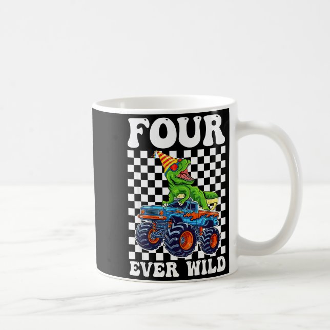 Kids Four Ever Wild Dinosaur Monster Truck 4th Bir Kaffemugg (Höger)