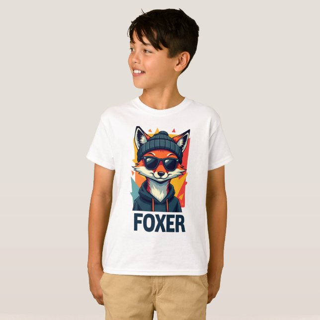 "Kids Foxer T-Shirt - Roligt och uppspelning av Fo (Hel framsida)