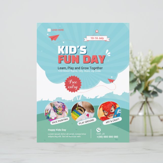 Kid's Funday Flyer template (Stående Fram)