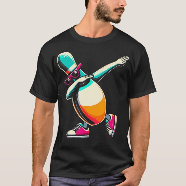 Kids Funny Bowling Tee Bowling Pin Dabbing Dab Bow (Framsida)