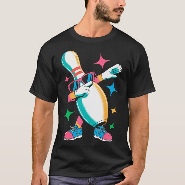 Kids Funny Bowling Tee Bowling Pin Dabbing Dab Bow (Framsida)
