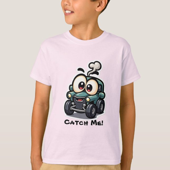 👕 Kids Funny Car T-Shirt - 🚗 Cute Tecknad Car . (Framsida)