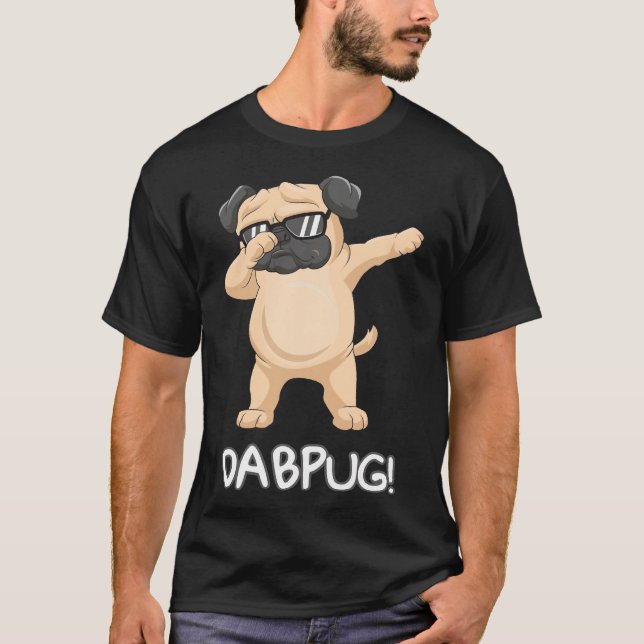 Kids Funny Dabbing pug Gift hund sunglass Dabpug T Shirt (Framsida)