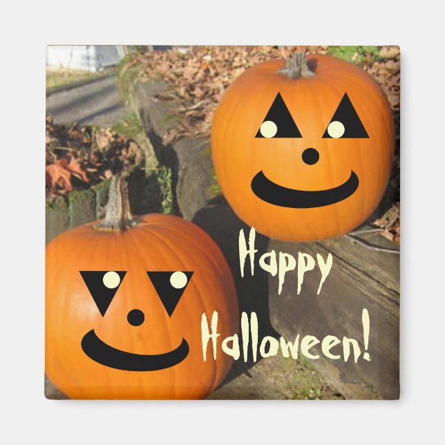 Kids Funny Halloween Land Pumpkins Magnet (Framsidan)