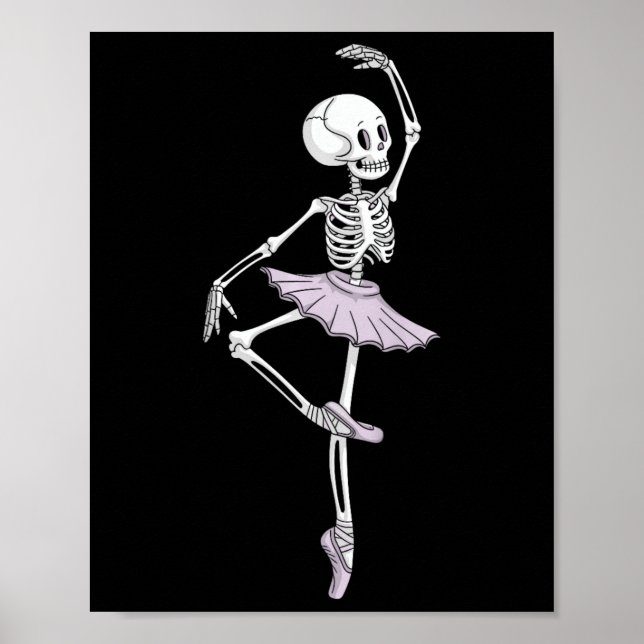 Kids Funny Skeleton Dancing Ballet Älskare Spooky  Poster (Framsidan)