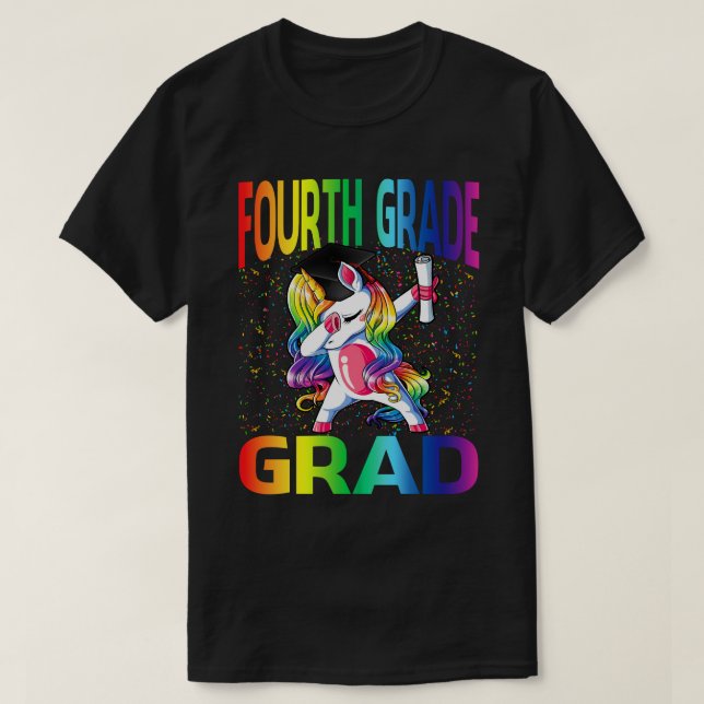 Kids Funny Studenten Fjärde Klass Grad Unicorn T Shirt (Design framsida)