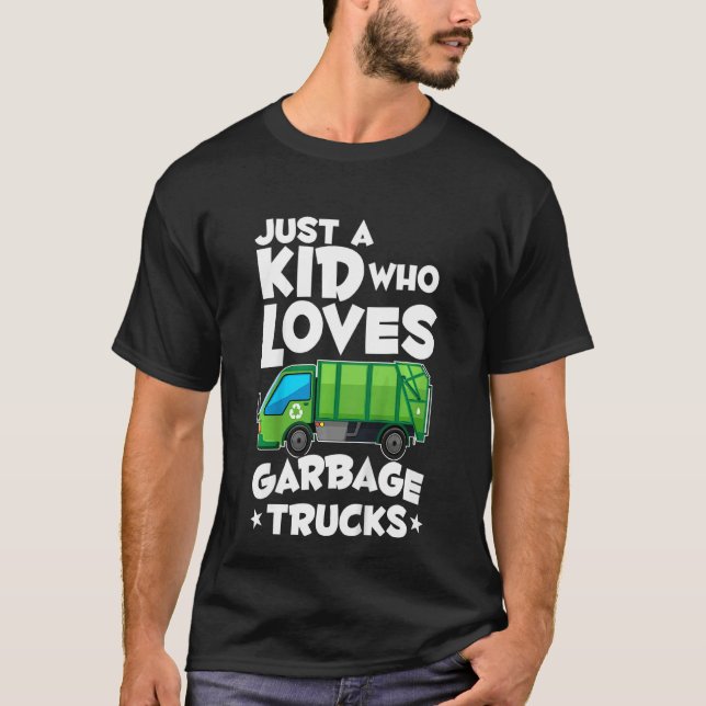 Kids Garbage Day Boys Just A Kid Who Loves Garbage T Shirt (Framsida)