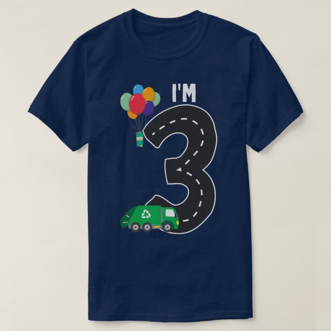 Kids Garbage Truck 3rd Birthday Boys Recycle Trash T Shirt (Design framsida)
