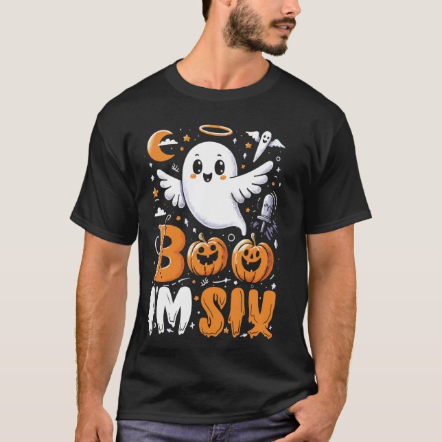 Kids Ghost Boo Jag är tre 6e-födelsedagshuset T Shirt (Framsida)