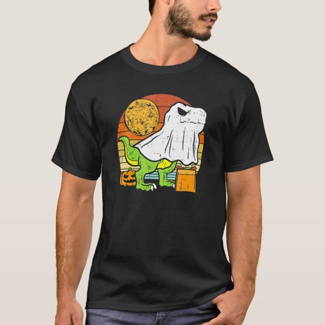 Kids Ghost Dinosaur Dino Trex Måne Candy Småbarn B T Shirt (Framsida)