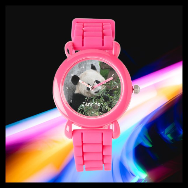 Kids Giant Panda, Rosa Strap Wrist Armbandsur (Skapare uppladdad)